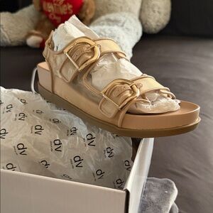 DV by Dolce Vita Beige Nude Double Buckle Platform Sandal